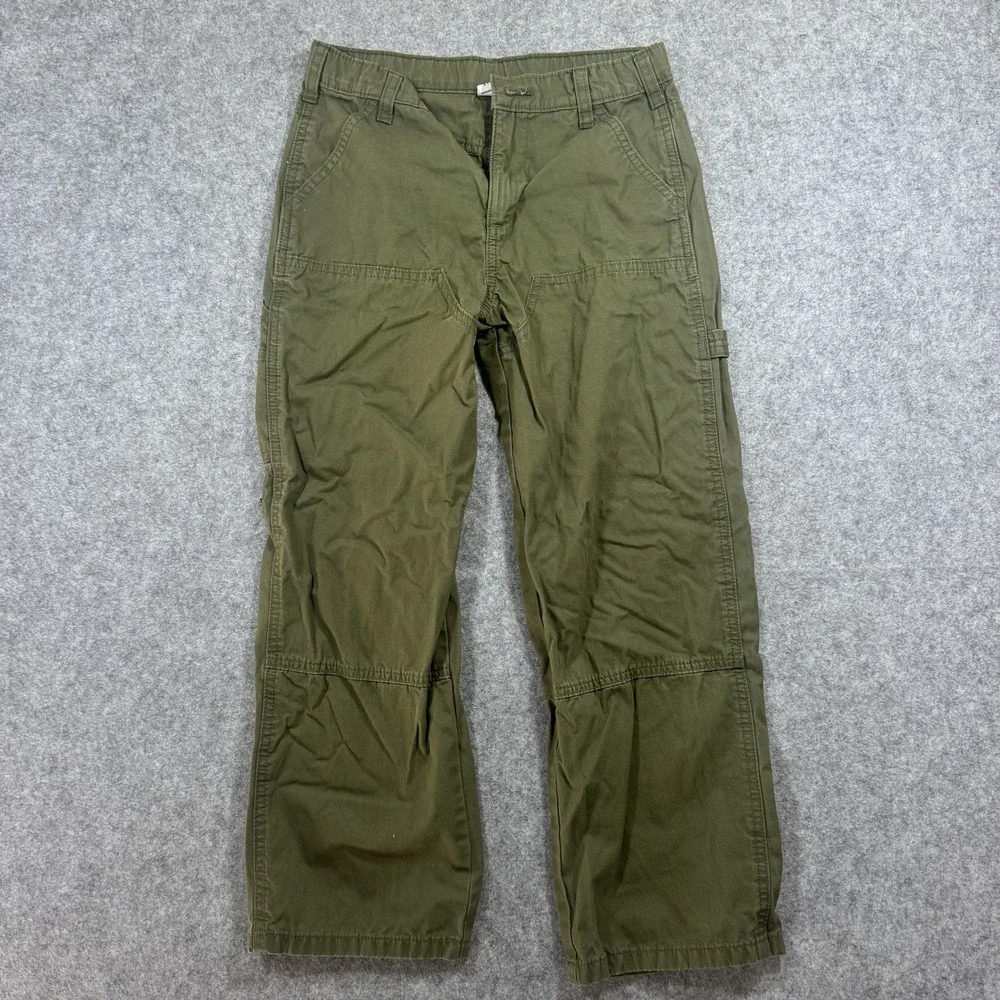 Gap Kids Carpenter Utility Pants Size 12 Olive Green Durable Cotton Canvas